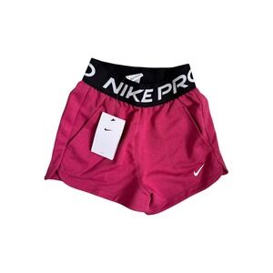 Nike Pro Fleece Dri-FIT Training Shorts  Elastic Waist Raspberry Girls XS NEW